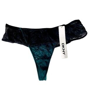 DKNY Women’s Mesh Lace Thong Panties Underwear Black Teal NEW

Brand new